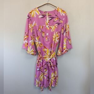 Uncle Frank Retro 60s GoGo Bell Sleeve Belted Floral‎ Mini Dress